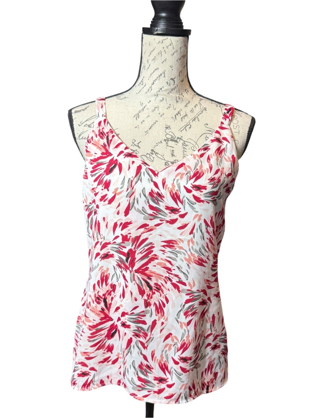 WHBM Reversible Lightweight White & Pink Floral Cami Tank Top Size XS